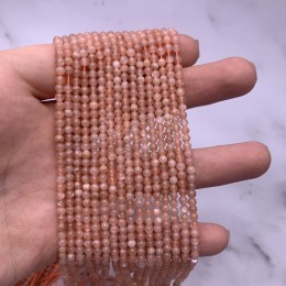 Каменные бусины, Солнечный камень (Олигоклаз), шарик гладкий, 3 мм, длина нити 38 см