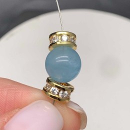 Разделитель с фианитами, латунь, цвет золото, размер 6х3,5 мм, цена за 10 шт.