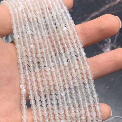 Каменные бусины, Лунный камень, Беломорит, шарик гладкий, 3 мм, длина нити 38 см