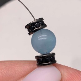 Разделитель с фианитами, латунь, цвет черный, размер 8 х 4 мм