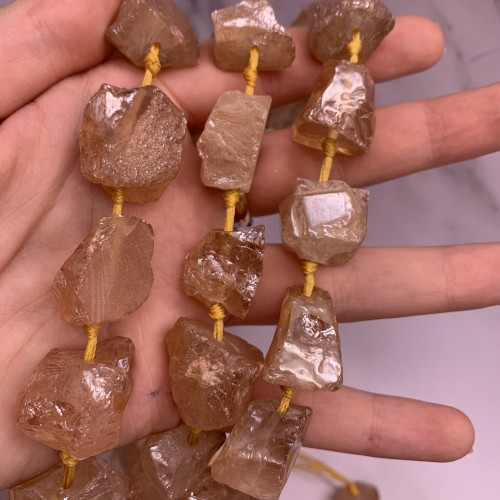 Каменные бусины, Кварц, не обработанный, фриформы, 20-25 мм, длина нити 38 см, 16 шт