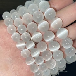 Каменные бусины, Селенит, люкс, шарик гладкий, 12-12,5 мм, длина нити 19 см