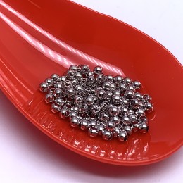 Бусина гладкая, разделитель, латунь, цвет родий(серебро), шарик 3 мм, цена за упаковку (50 шт)