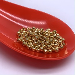 Бусина гладкая, разделитель, латунь, цвет золото, шарик 3 мм, цена за упаковку (50 шт)