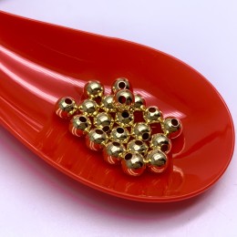 Бусина гладкая, разделитель, латунь, цвет золото, шарик 6 мм, цена за 50 шт