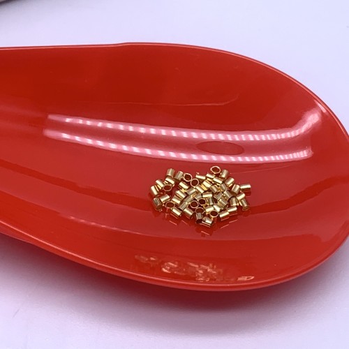 Кримпы, трубочки, латунь, люкс, качество ААА, цвет золото, 1,5х1,5 мм, цена за упаковку (40 шт)