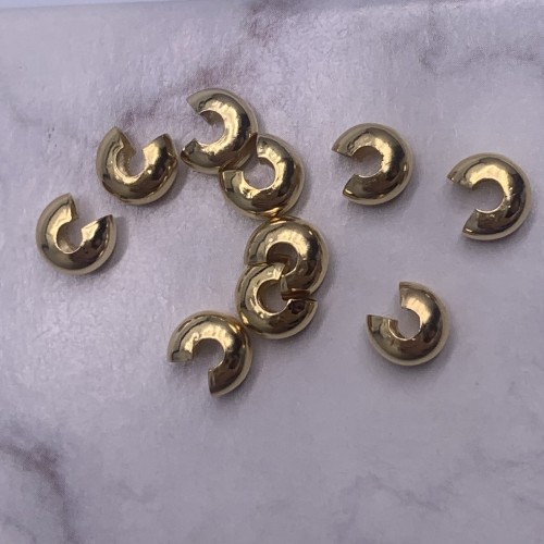 Обжимные(покрывные) бусины для кримпов, люкс, качество ААА, латунь, цвет золото, 5 мм, цена за 10 шт