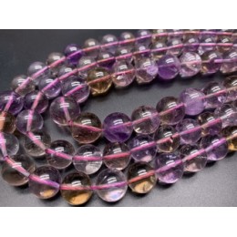 Каменные бусины, Аметрин люкс, шарик гладкий, 10 мм, длина нити 38 см