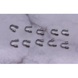 Протекторы для тросика, люкс, качество ААА, латунь, цвет родий(серебро), 5 мм, цена за 10 шт