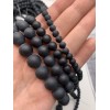 Каменные бусины, Агат, чёрный, матовый, шарик гладкий, 6 мм, длина нити 38 см