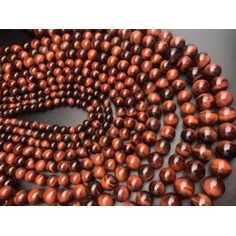 Каменные бусины, Бычий глаз, 6 мм, шарик гладкий, длина нити 38 см