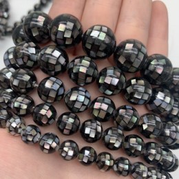 Каменные бусины, Перламутр люкс, чёрный, шарик гладкий, 10 мм, одна бусина