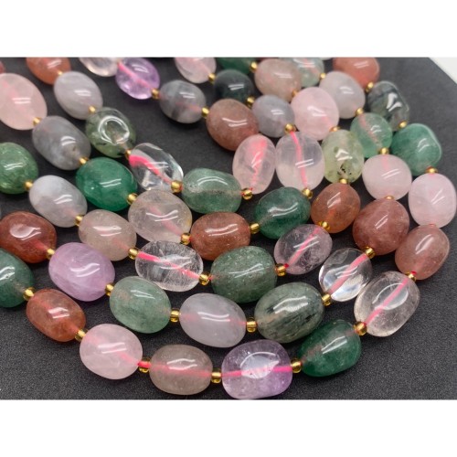 Каменные бусины, Кварцевый Микс, фриформы,16х12 мм, длина нити 38 см