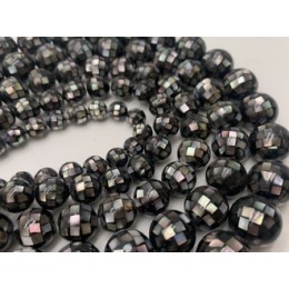 Каменные бусины, Перламутр люкс, чёрный, шарик гладкий, 14 мм, одна бусина