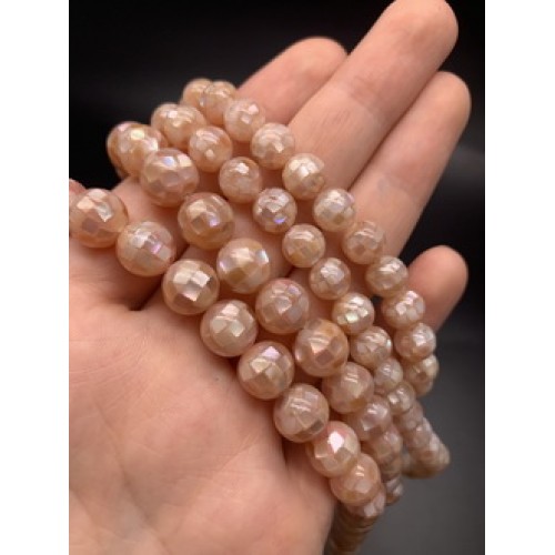 Каменные бусины, Перламутр люкс, бежевый, тонированный, шарик гладкий, 8 мм, одна бусина