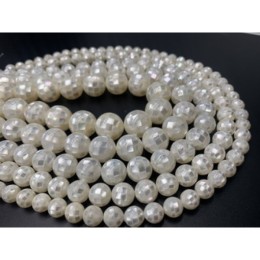 Каменные бусины, Перламутр люкс, белый, шарик гладкий, 14 мм, одна бусина