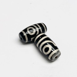 Бусина Дзи "272" из агата, 2 глаза Дракона, размер 18х10 мм, цена за 1 шт