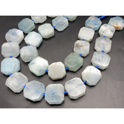 Каменные бусины, Аквамарин, фриформы, 16,5х16, длина нити 38 см