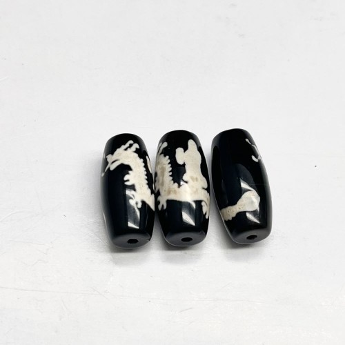 Бусина Дзи "273" из агата, Гуань-Инь на драконе, размер 18х10 мм, цена за 1 шт