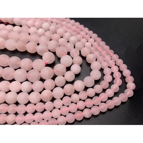 Каменные бусины, Розовый Кварц, матовый, шарик гладкий, 8 мм, длина нити 38 см