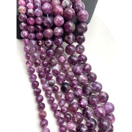 Каменные бусины, Лепидолит, люкс, шарик гладкий, 8-8,5 мм, длина нити 19 см
