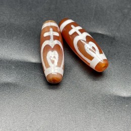 Бусина Дзи "86" из сердолика, Сосуд изобилия, размер 30 х 10 мм, цена за 1 шт.