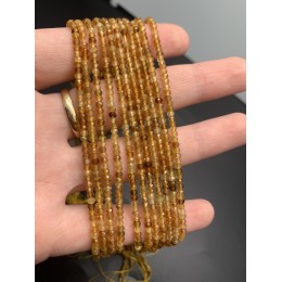 Каменные бусины, Турмалин, жёлтый, люкс, огранка рондель, 3х2 мм, длина нити 38 см