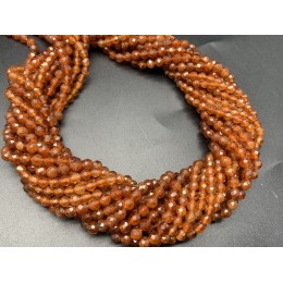 Каменные бусины, Гранат, Гессонит, Люкс, шарик, огранка, 4 мм, длина нити 38 см