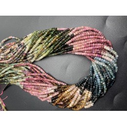 Каменные бусины, Турмалин, люкс, рондель огранка, 3х2 мм, длина нити 38 см