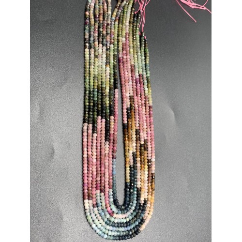 Каменные бусины, Турмалин, люкс, рондель огранка, 3х2 мм, длина нити 38 см