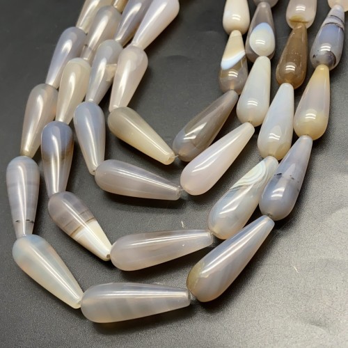 Каменные бусины, Агат, капелька, 30х10, длина нити 38 см