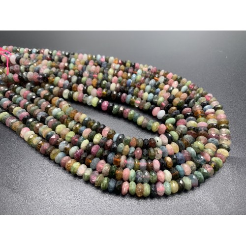 Каменные бусины, Турмалин, люкс, рондель огранка, 5х3 мм, длина нити 38 см