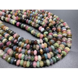 Каменные бусины, Турмалин, люкс, рондель огранка, 5х3 мм, длина нити 38 см