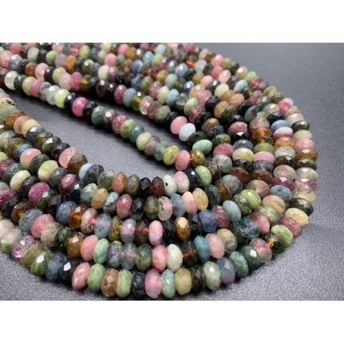 Каменные бусины, Турмалин, люкс, рондель огранка, 5х3 мм, длина нити 38 см