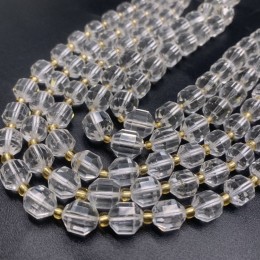 Каменные бусины, Горный хрусталь, ювелирная огранка, 10х9 мм, длина нити 38 см