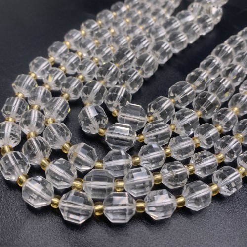 Каменные бусины, Горный хрусталь, ювелирная огранка, 10х9 мм, длина нити 38 см