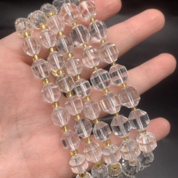 Каменные бусины, Горный хрусталь, ювелирная огранка, 10х9 мм, длина нити 38 см