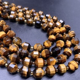 Каменные бусины, Тигровый глаз, ювелирная огранка, 10х9 мм, длина нити 38 см
