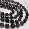 Каменные бусины, Шерл (Турмалин черный) с включениями Кварца, ювелирная огранка, 10х9 мм, длина нити 38 см
