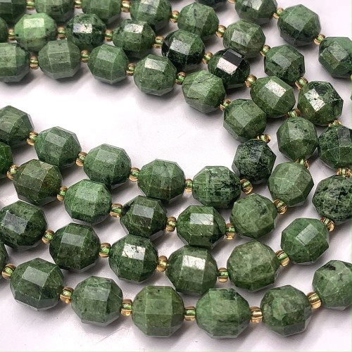 Каменные бусины, Диопсид, ювелирная огранка, 10х9 мм, длина нити 38 см
