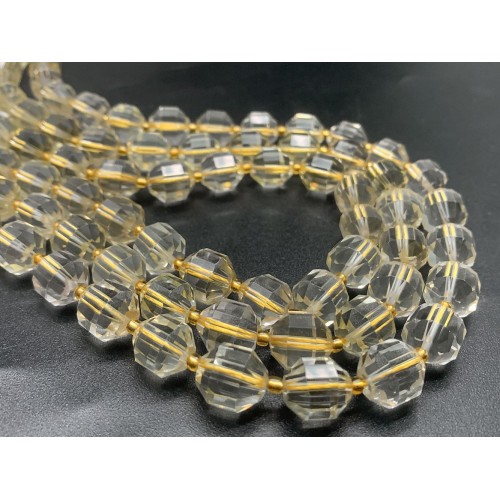 Каменные бусины, Лимонный кварц, ювелирная огранка, 12х10 мм, длина нити 38 см