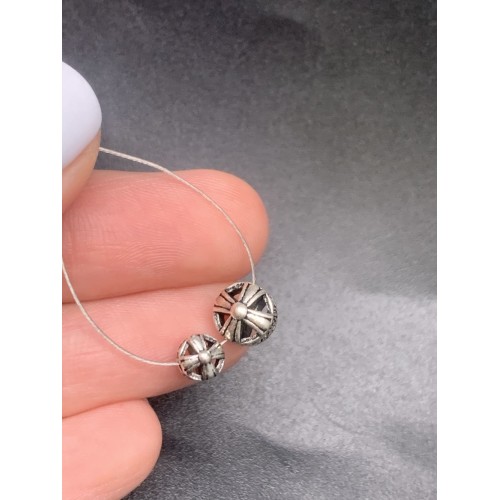 Бусина, с мантрами, тайское серебро, размер 5,5 мм, цена за 1 шт.