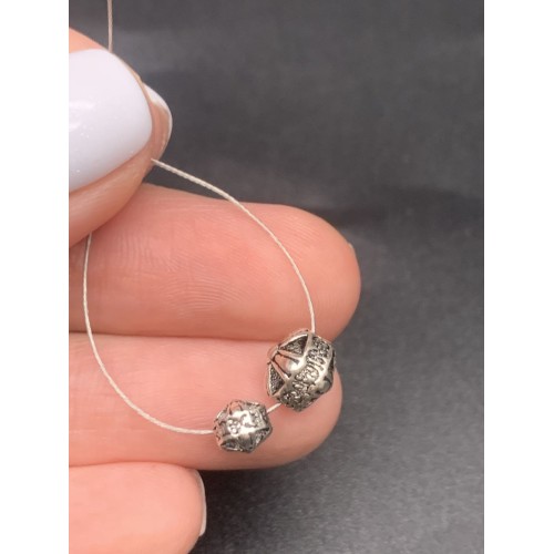 Бусина, с мантрами, тайское серебро, размер 7,5 мм, цена за 1 шт.