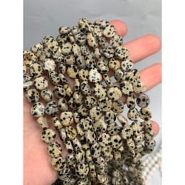 Каменные бусины, Яшма Далматиновая, фриформы, 10х5 мм, длина нити 38 см