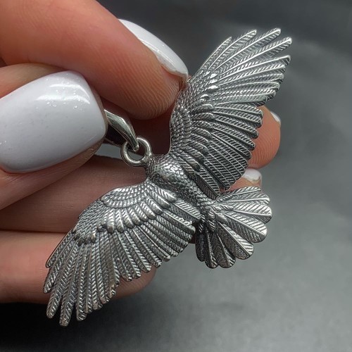 Подвеска, "Орел", тайское серебро, размер 55х29 мм, цена за 1 шт.