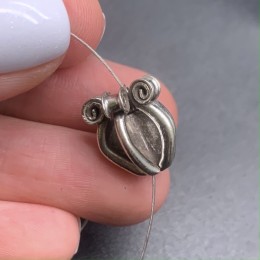 Бусина, "Бутон", тайское серебро, размер 14,7х12,6 мм, цена за 1 шт.