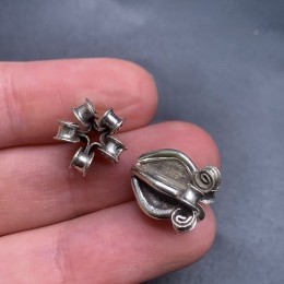 Бусина, "Бутон", тайское серебро, размер 14,7х12,6 мм, цена за 1 шт.