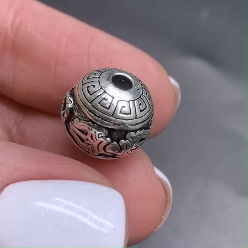 Бусина, тайское серебро, три отверстия, размер 12,5 мм, цена за 1 шт.