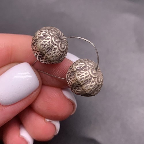 Бусина, "Плод Лотоса", тайское серебро, размер 13,3х10,5 мм, цена за 1 шт.