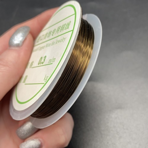 Проволока гибкая, для рукоделия, цвет коричневый, медь с покрытием, толщина 0,3 мм, цена за 1 катушку